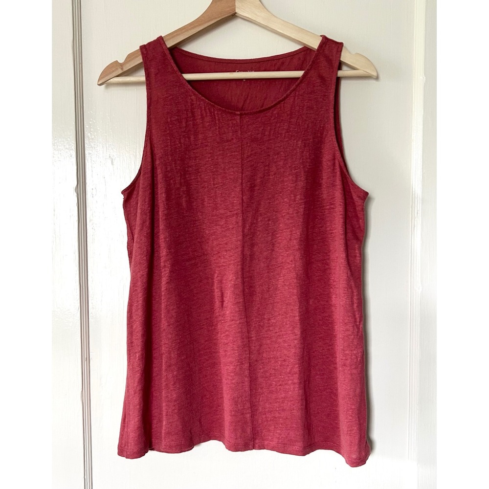 Garnet Hill 100% Organic Linen Tank Sleeveless Top Berry M Casual Lightweight